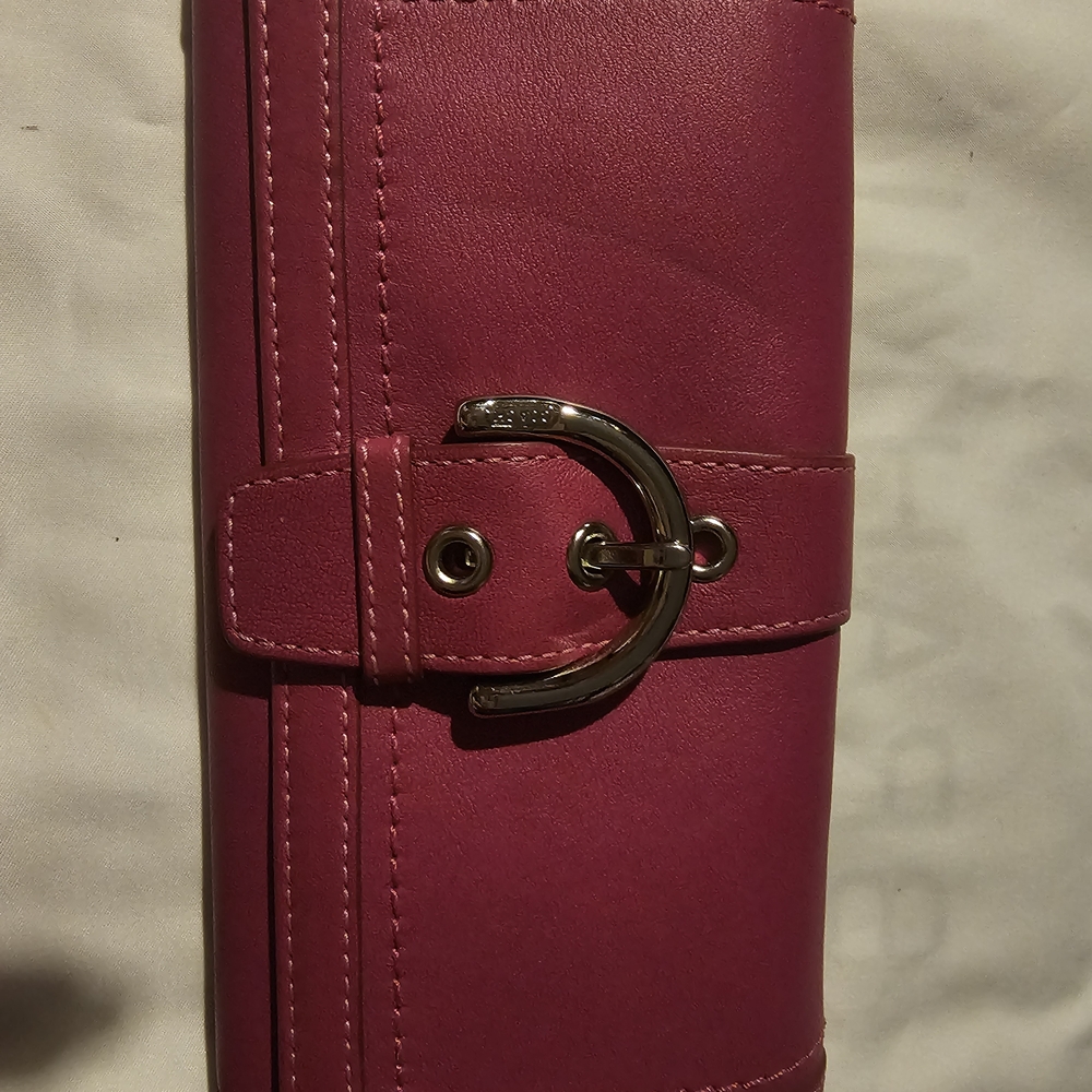 Coach Pink Leather Wallet with Silver Buckle